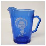 Blue glass Shirley Temple pitcher creamer