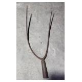 Hand forged two tine pitchfork