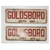 Two 1970 Goldsboro NC city license plates