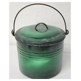 Antique enamelware pail w lid