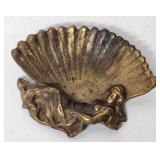 Antique cast brass figural soap dish