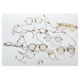 Antique eye glasses pieces parts mainly gf