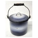 Antique enamel pail w lid