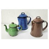 Petite enamelware coffee pots