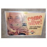 Vintage cardboard Pepsi sign im aluminum frame