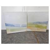 Water Color Hills Abstract Art 24 x 48
