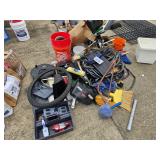 pile of cleaning supplies