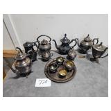 silver plated tea / coffee pots, etc.