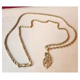 10K yg Rope chain & Nugget Pendant 18 inch
