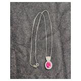 Round Cut Ruby & sapphire necklace