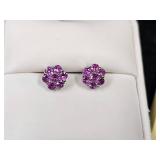 pink sapphire cluster setting earrings