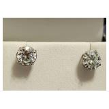 Sterling Silver 1 CT EA Stud Moissanite earrings