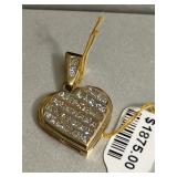14K Heart Pendant 40 Natural Princess Cut Diamonds