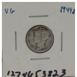 1944 -D SILVER Mercury Dime