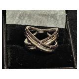 .925 black & white diamond estate ring