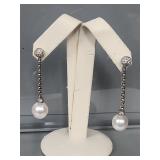 YURMAN Earrings Pearls, 18k wg .925 & Diamonds