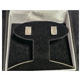 Emerald Cut Lab Diamond in 14K white gold earrings