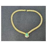 16" -14K Gold 7ct Emerald Necklace