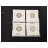 (4) V-NICKELS 1890-1910