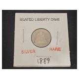 1889 SILVER RARE Seated Liberty Dime