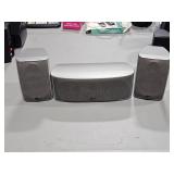 Silver POLK Audio speakers