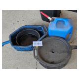 oil changing tubs & fuel can
