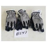 3 pair (M) gray gloves