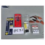 screwdrivers, knives, hooks, lock, gauge