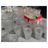 Vintage pitchers, glasses, chalice, etc