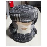 black / gray reversible throw