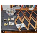 costume jewelry & 2 folding hangers