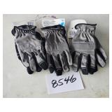 3 pair (M) gray gloves