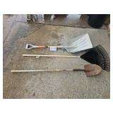 shovel, rake, scoop shovel