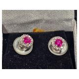 ruby halo earrings