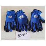 3 pr blue work gloves