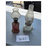 old lamps - one chimney broken