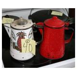 vintage red speckled enamelware coffee percolator