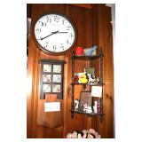 Clock, knick-knack shelf, wall-hanging