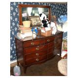 vintage 9-drawer mahogany bow front dresser