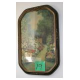 vintage framed print garden pathway scene