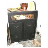 wood cabinet and contents
