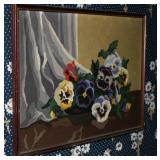 1950s paint-by-number painting Bowl of Pansies