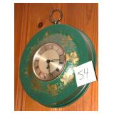 vintage Alba hand-painted toleware 8-day clock