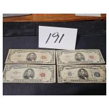 (4) collectible FIVE Dollar Bills