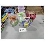 colorful pitcher, vases