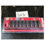 Milwaukee 9pc Metric 1/2 drive impact socket set
