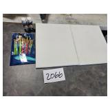 painting canvas, brushes, & paint