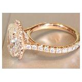 14K Rose Gold w/ 4.02 CT Oval Diamond see desc