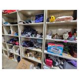multiple shelves of flea market items