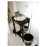 vintage black accent table and accessories